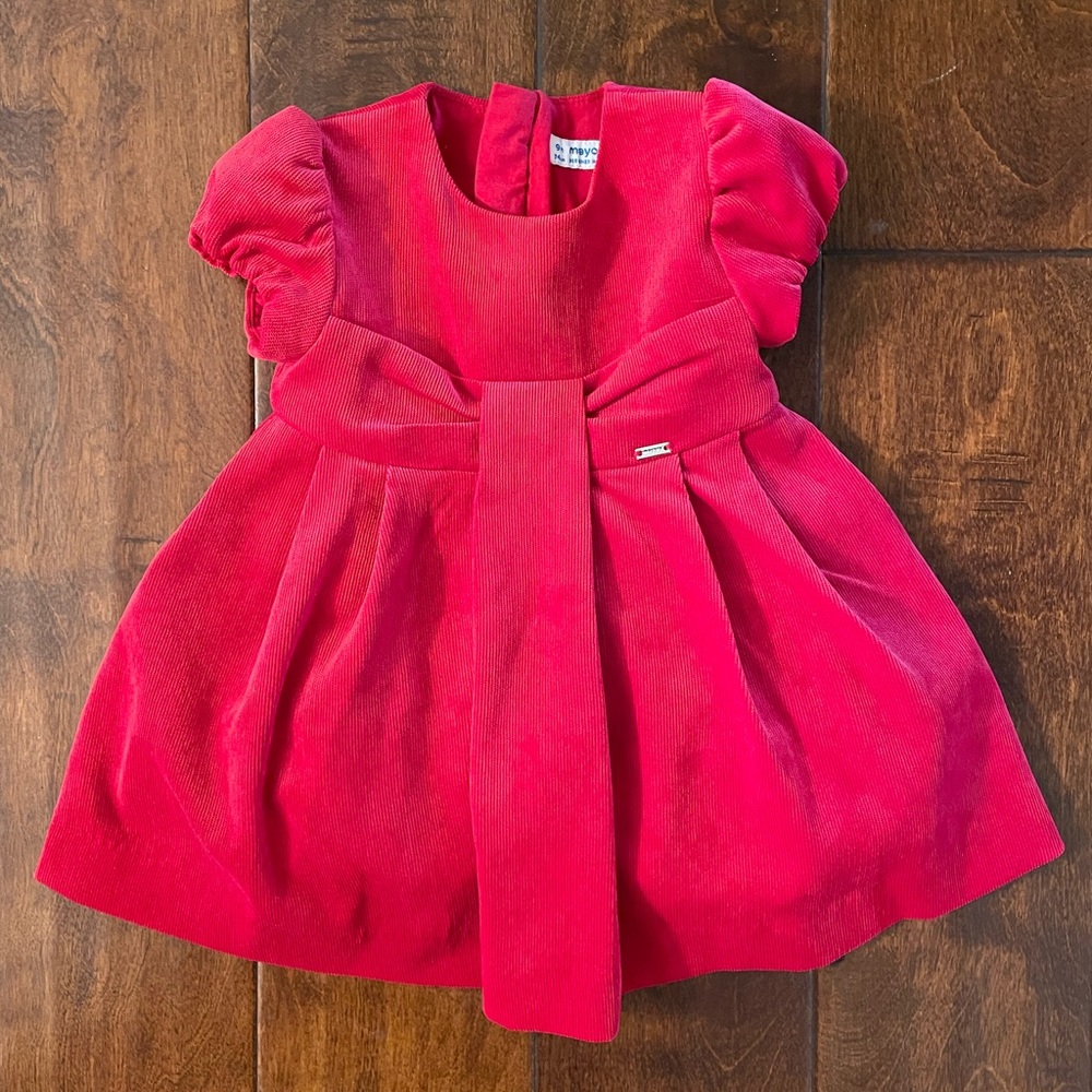Like new red corduroy infant dress 9mo